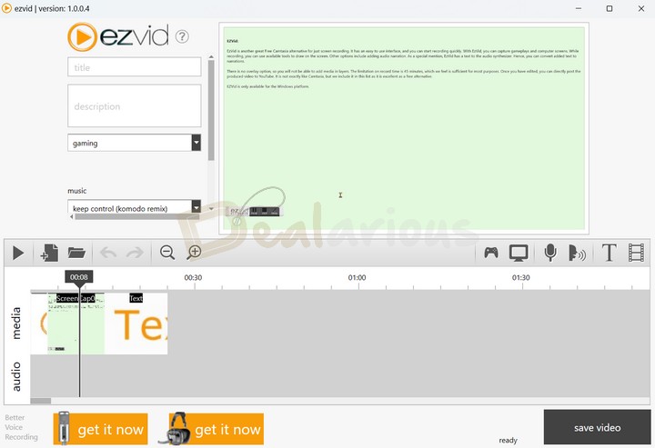 EZvid Screen Recorder and Editor