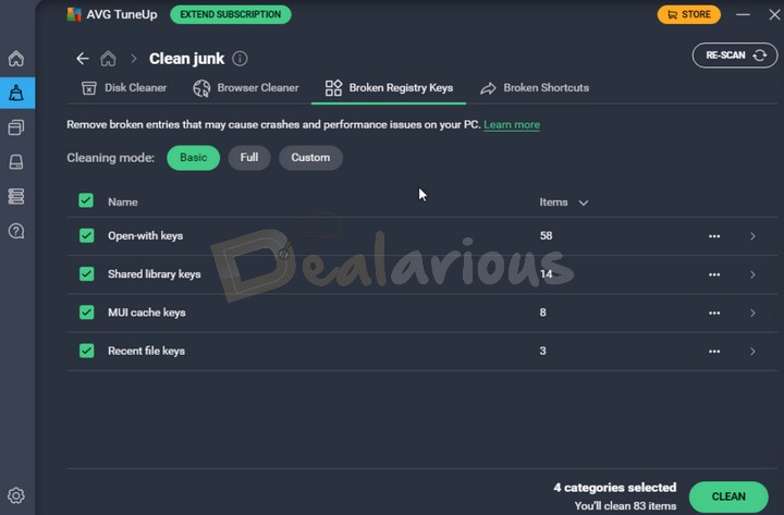AVG TuneUp Registry Cleaner AVG TuneUp Registry Cleaning