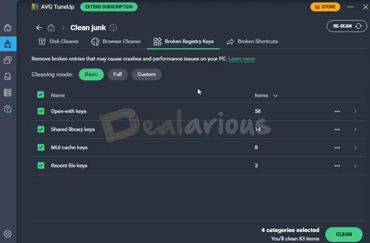 AVG TuneUp Registry Cleaner AVG TuneUp Registry Cleaning