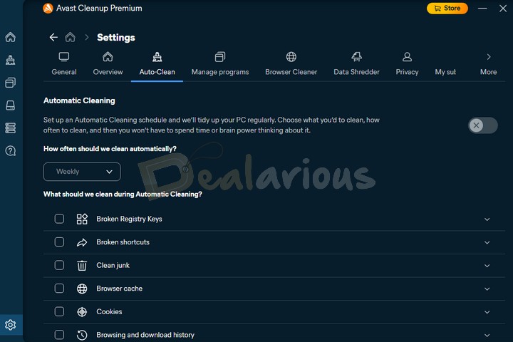 Avast Cleanup Auto Cleaning Automatically remove system junk, broken registry and shortcuts