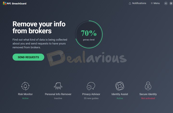 AVG BreachGuard Dashboard
