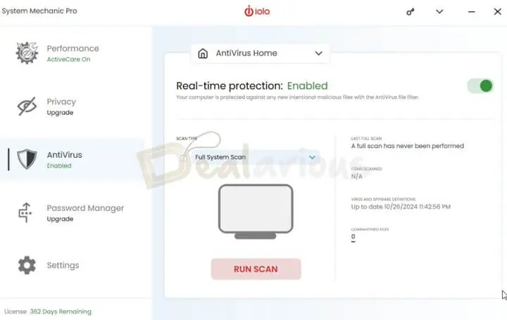 Interface of iolo System Mechanic Professional