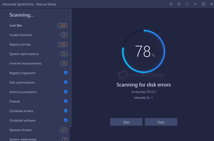 Advanced Systemcare Pro scan