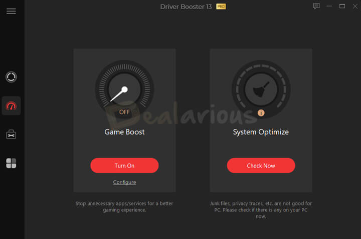 Driver Booster Pro game boost mode optimizing Windows performance for gaming