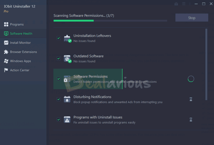 Iobit Uninstaller 12 Software health check