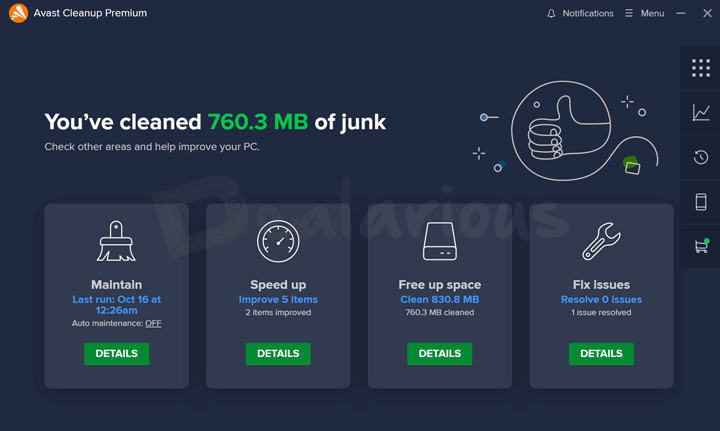 Avast Cleanup Premium Home Screen in Avast Ultimate Suite